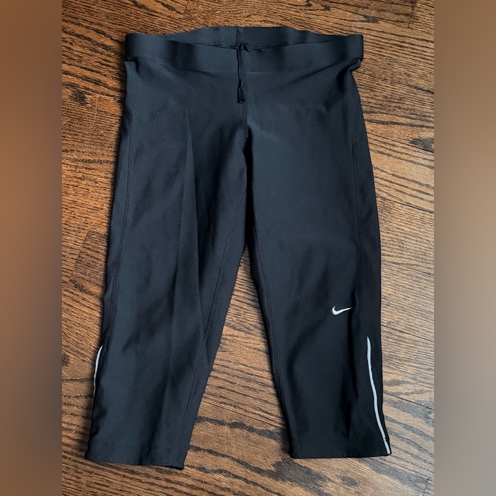 Nike Women's Black Bike Shorts with White Highlights